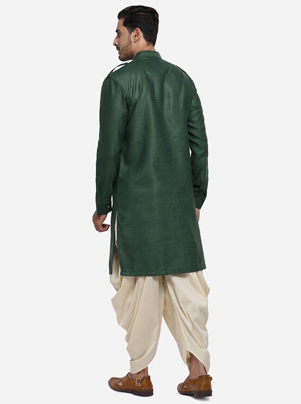 Dark Green Semi Indowestern | Azania