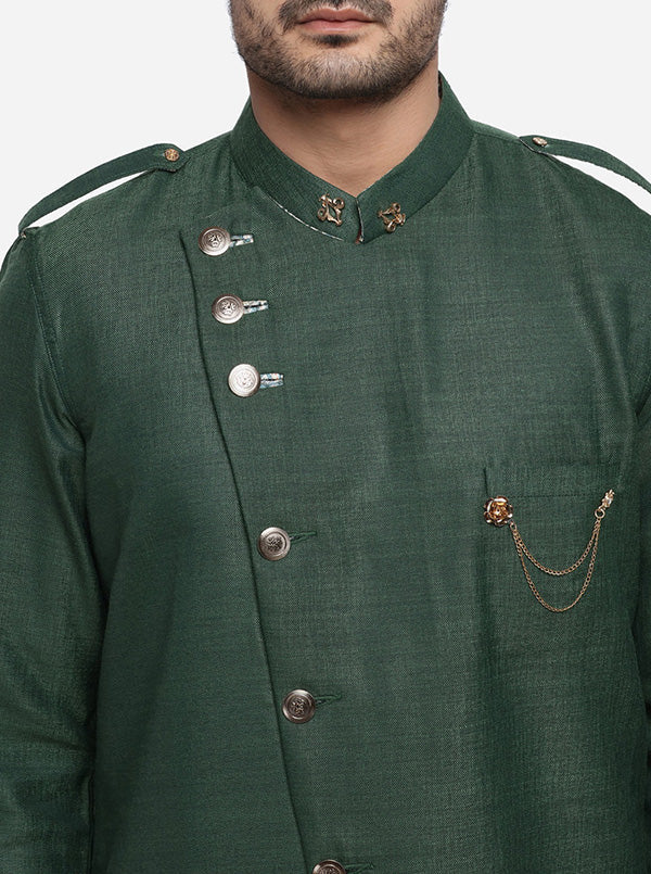 Dark Green Semi Indowestern | Azania