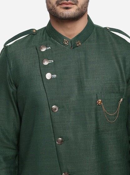 Dark Green Semi Indowestern | Azania