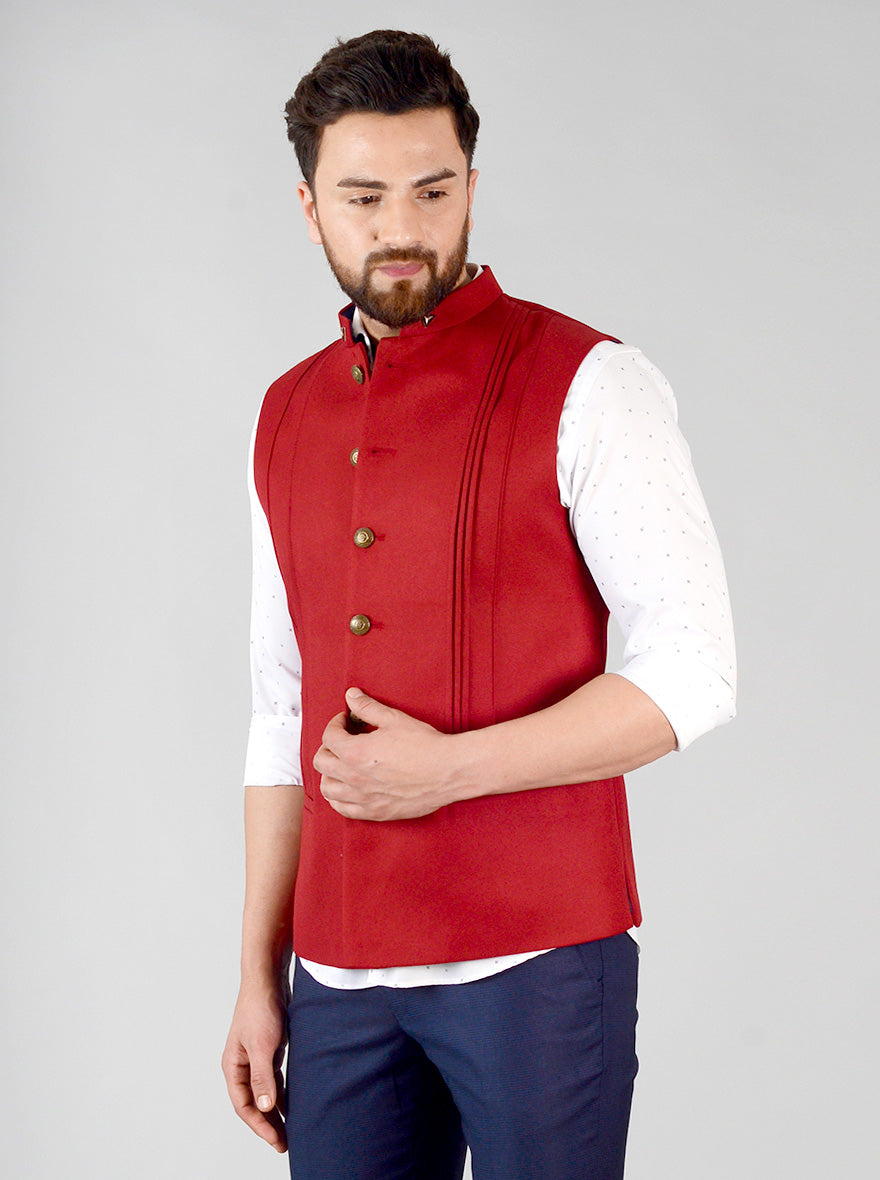 Maroon Bandhgala Jacket | JB Studio