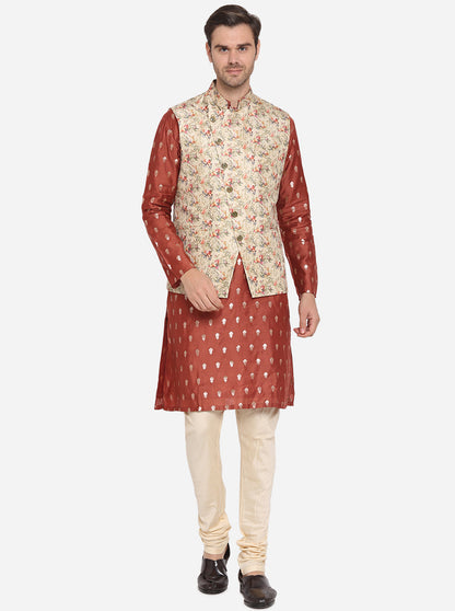 Beige Bandhgala Jacket | Azania