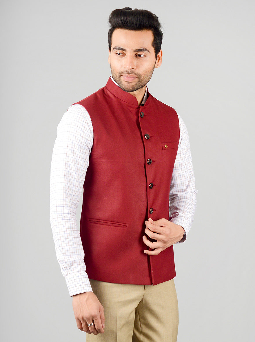 Maroon Bandhgala Jacket | Greenfibre