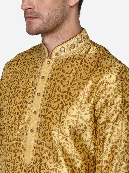 Honey Yellow & Golden Kurta Set | Siddhesh Chauhan