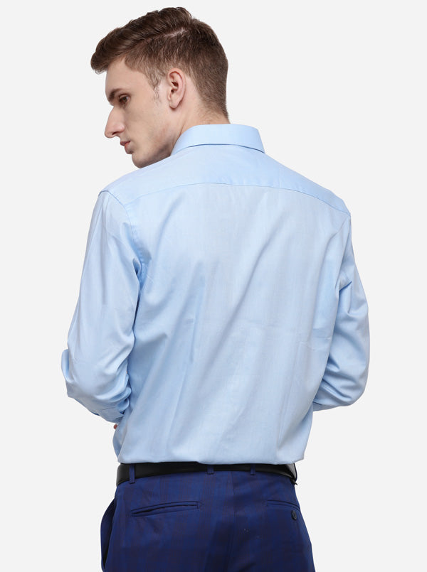 Sky Blue Solid Regular Fit Formal Shirt | Greenfibre