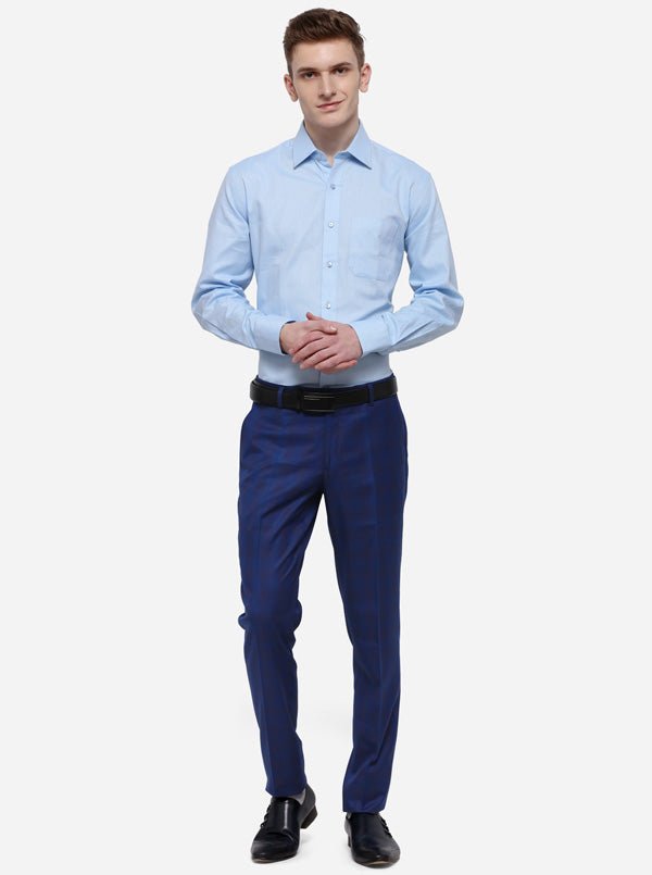 Sky Blue Solid Regular Fit Formal Shirt | Greenfibre