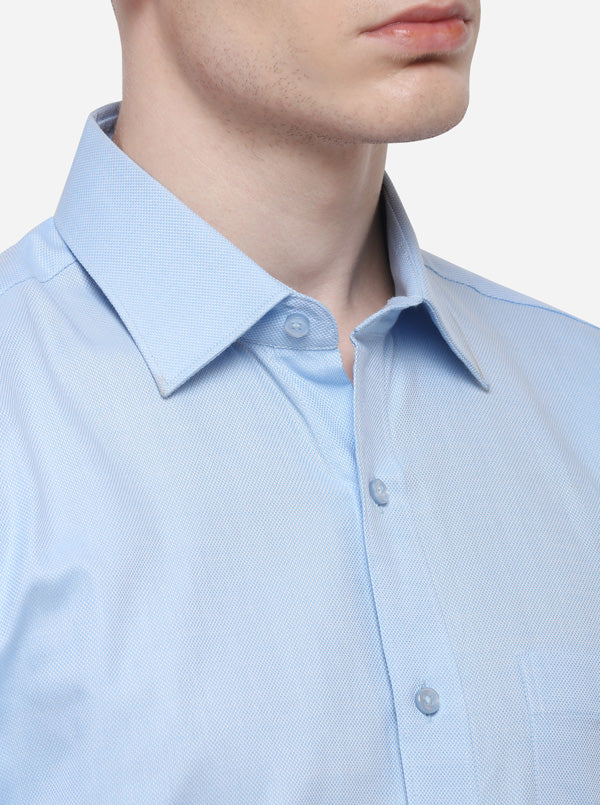 Sky Blue Solid Regular Fit Formal Shirt | Greenfibre