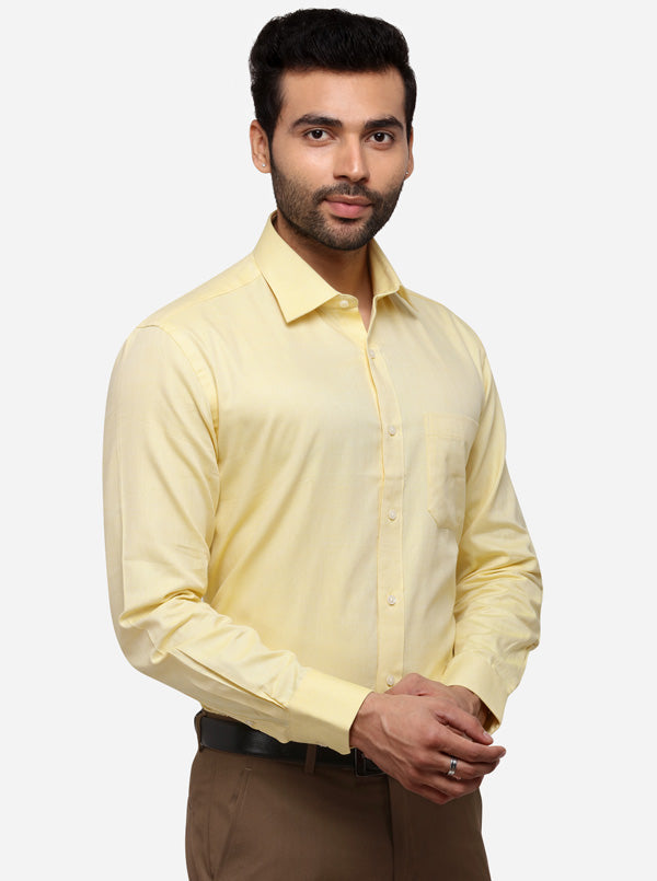 Yellow Solid Regular Fit Formal Shirt | Greenfibre