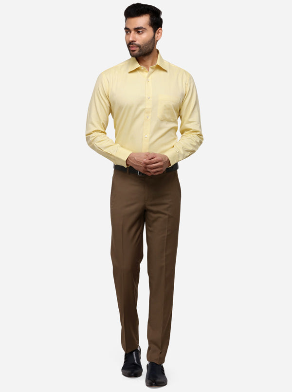 Yellow Solid Regular Fit Formal Shirt | Greenfibre