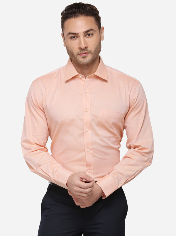 Orange Solid Regular Fit Formal Shirt | Greenfibre
