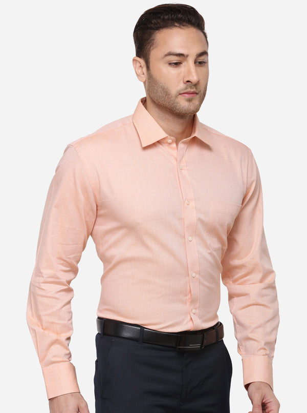 Orange Solid Regular Fit Formal Shirt | Greenfibre