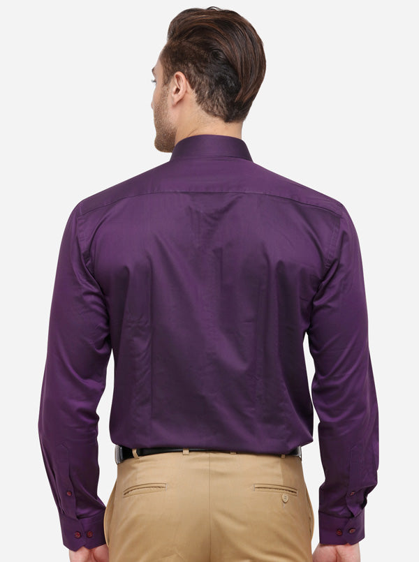 Wine Solid Slim Fit Formal Shirt | Metal