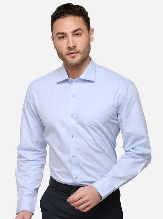 Sky Blue Printed Smart Fit Formal Shirt | JadeBlue