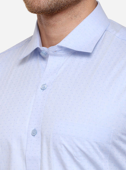 Sky Blue Printed Smart Fit Formal Shirt | JadeBlue