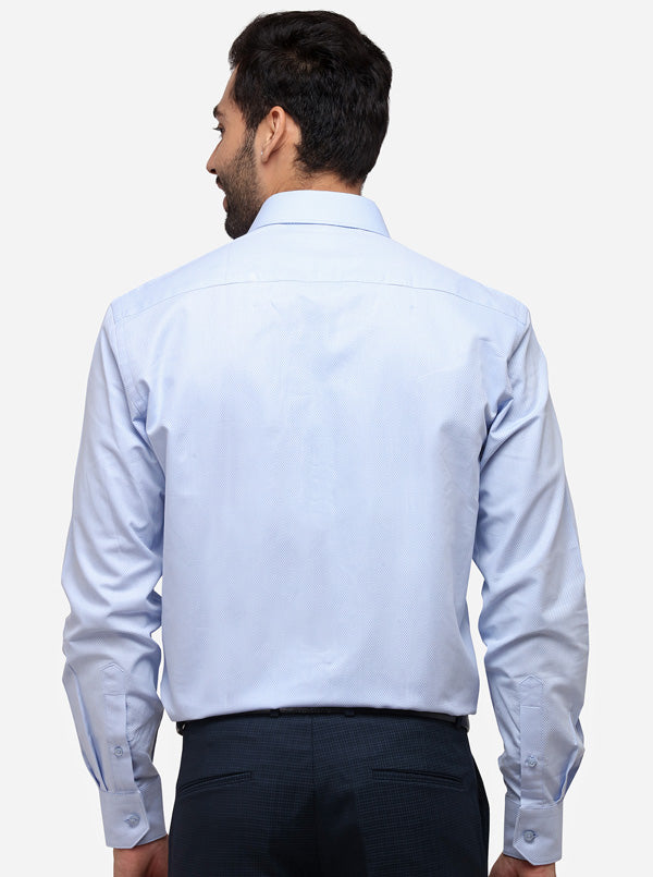 Sky Blue Printed Regular Fit Formal Shirt | JadeBlue