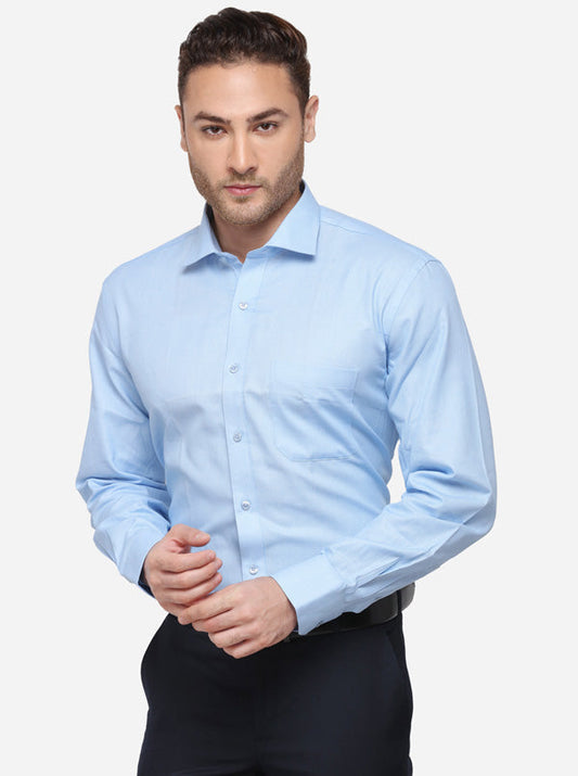 Sky Blue Solid Regular Fit Formal Shirt | JadeBlue