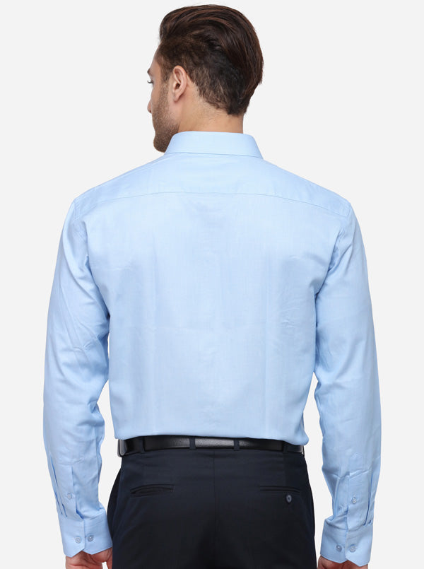 Sky Blue Solid Regular Fit Formal Shirt | JadeBlue