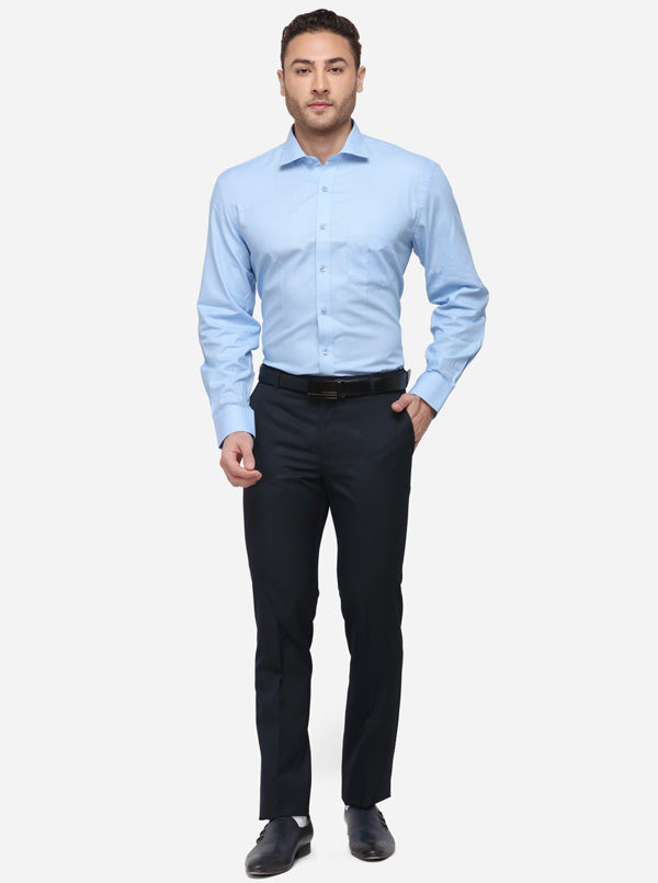 Sky Blue Solid Regular Fit Formal Shirt | JadeBlue