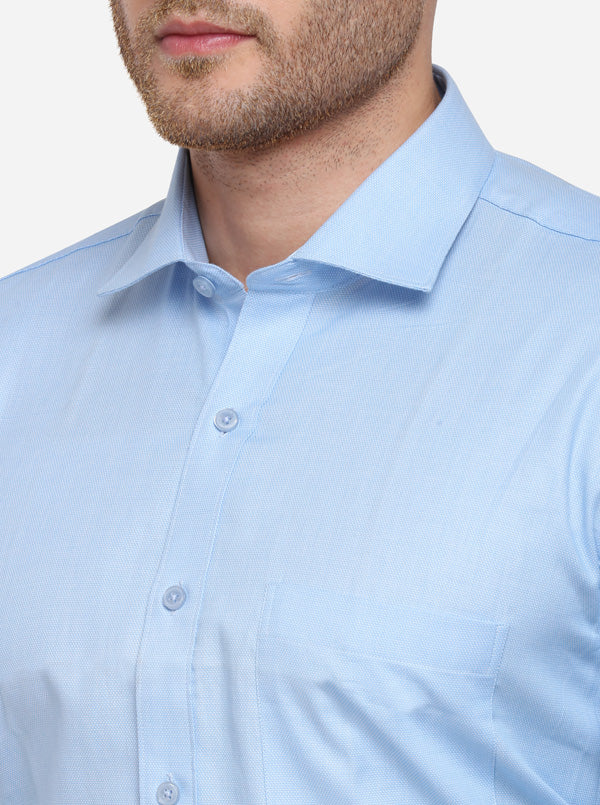 Sky Blue Solid Regular Fit Formal Shirt | JadeBlue