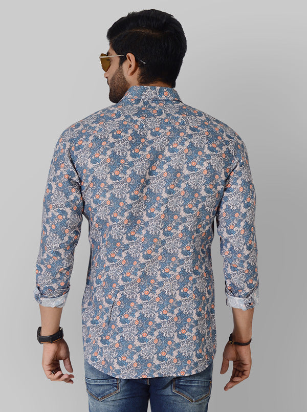 Light Blue Printed Slim Fit Casual Shirt | JB Sport