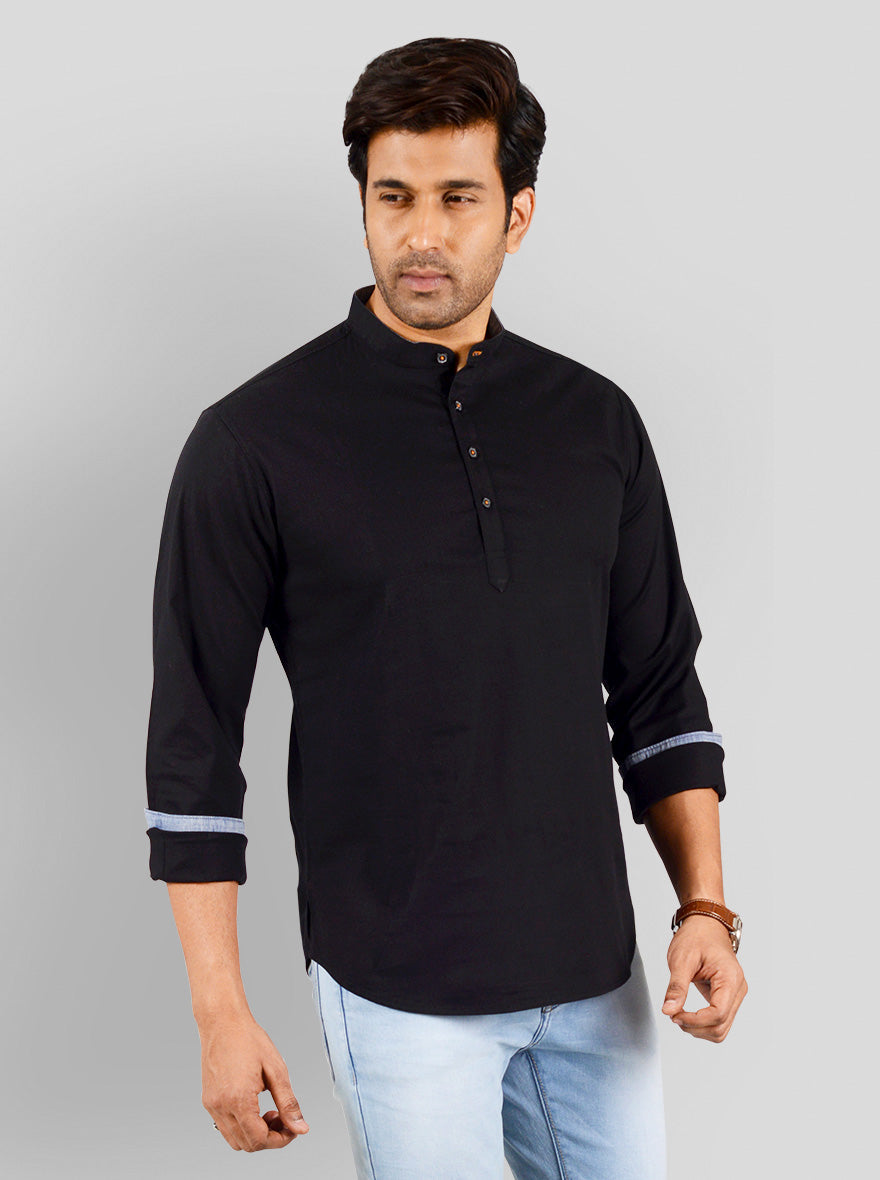 Black Solid Slim Fit Casual Shirt | Greenfibre