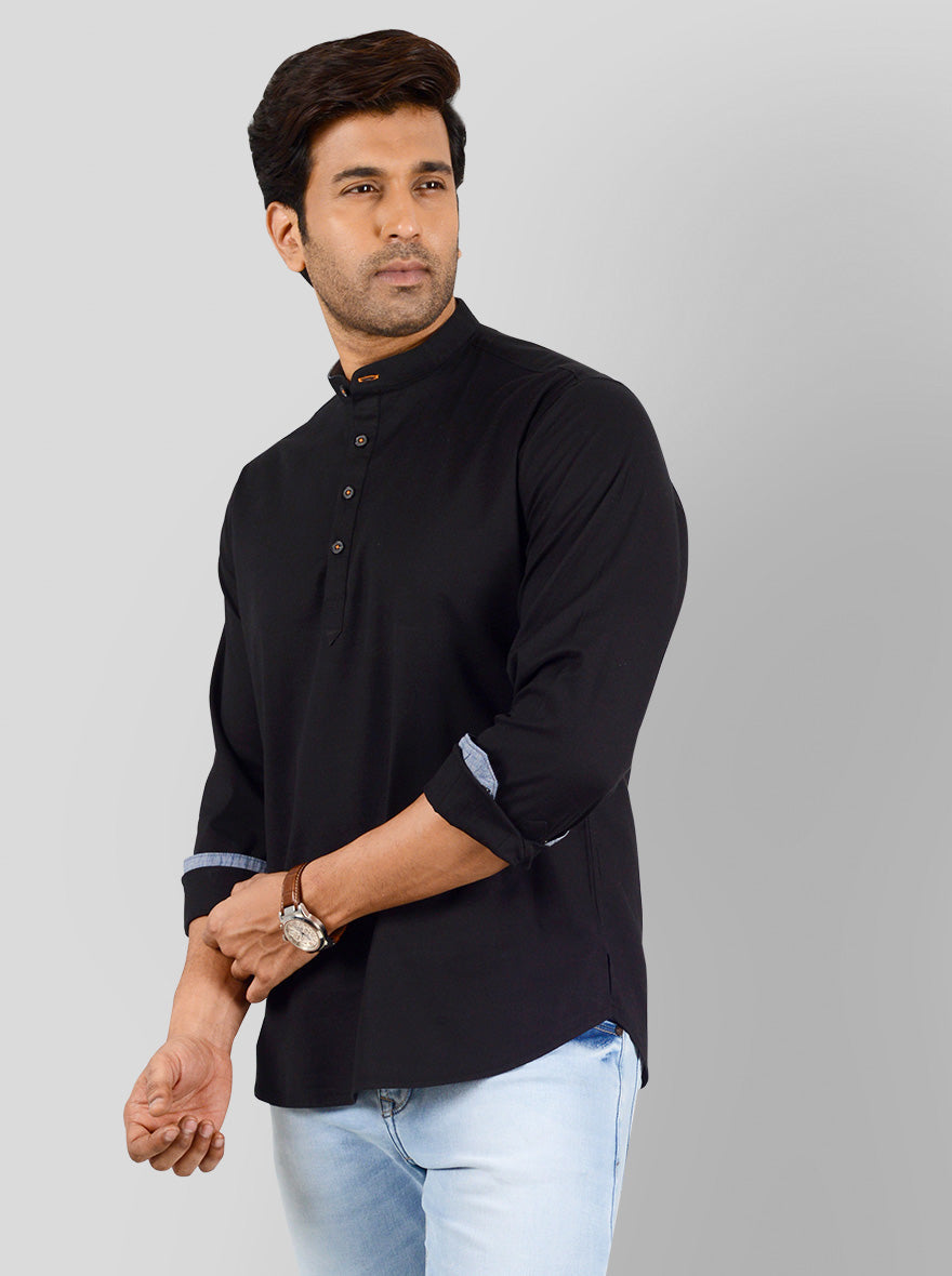 Black Solid Slim Fit Casual Shirt | Greenfibre