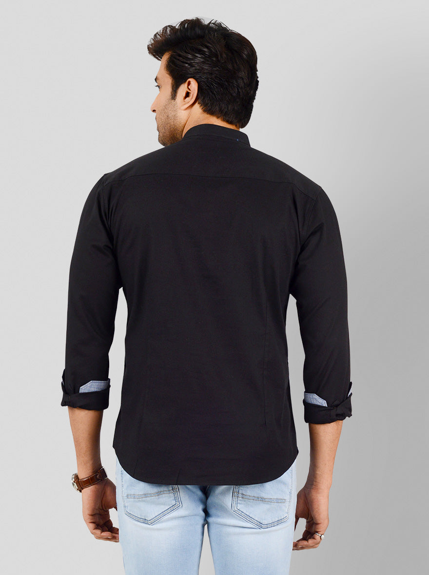 Black Solid Slim Fit Casual Shirt | Greenfibre