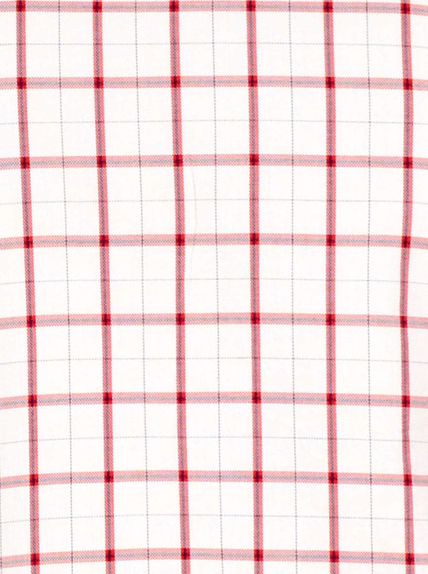 Red & White Checked Tailored Fit Casual Shirt | JB Sport