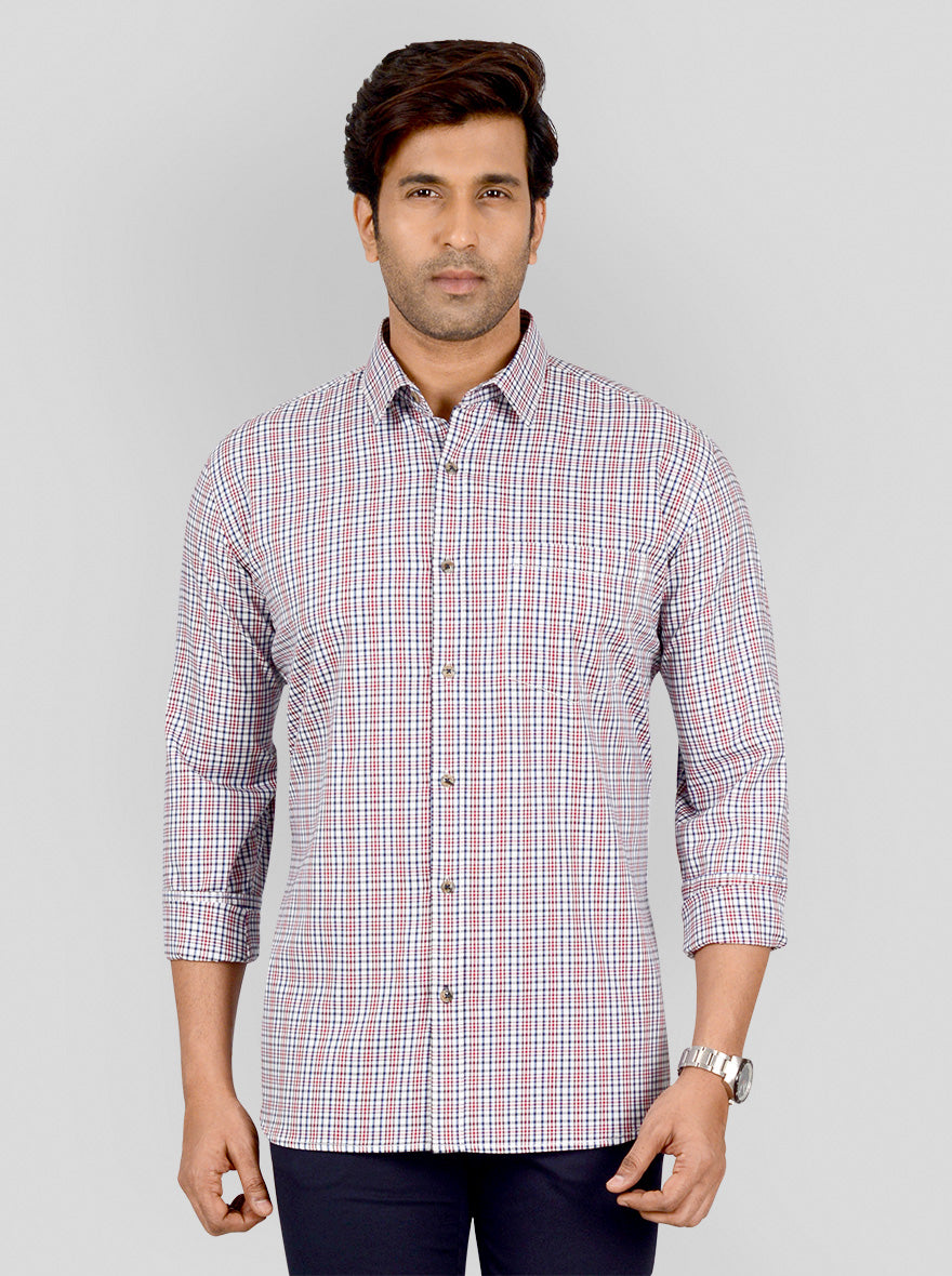 Red & Blue Checked Smart Fit Casual Shirt | Greenfibre