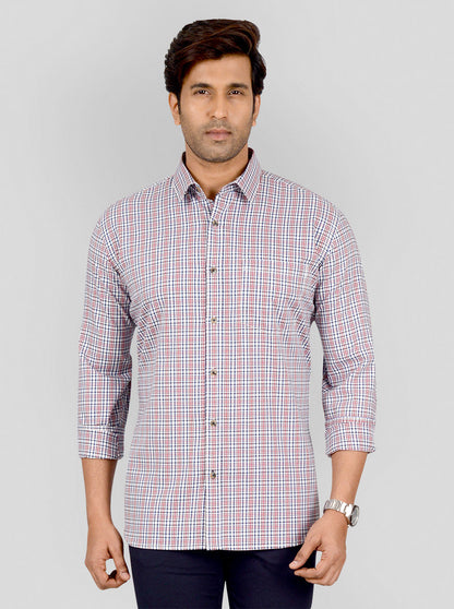 Red & Blue Checked Smart Fit Casual Shirt | Greenfibre