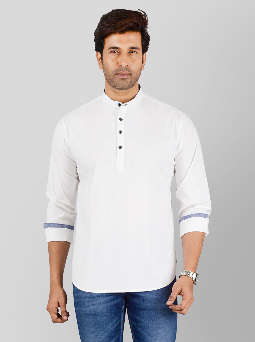 White Solid Slim Fit Casual Shirt | Greenfibre