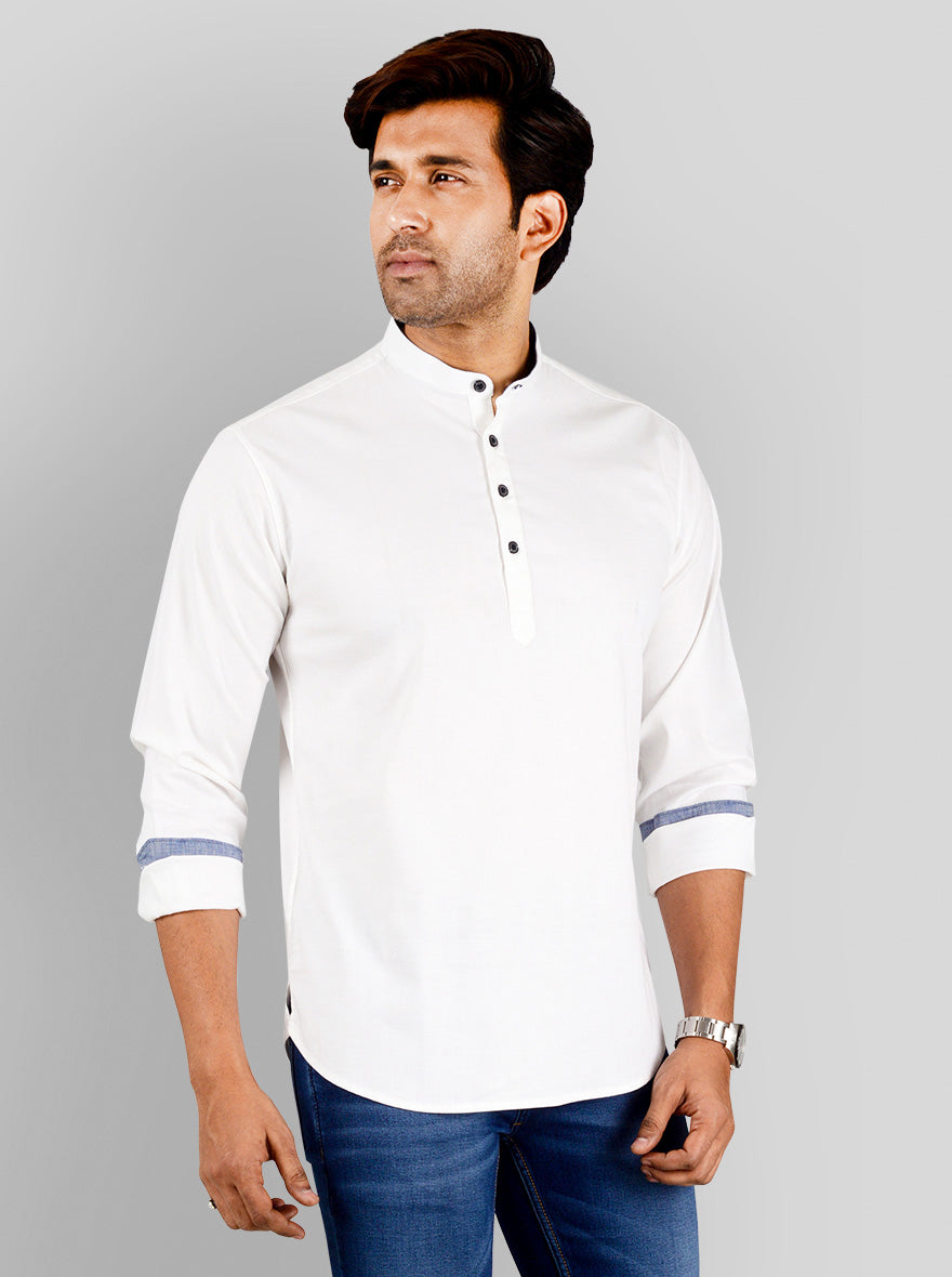 White Solid Slim Fit Casual Shirt | Greenfibre