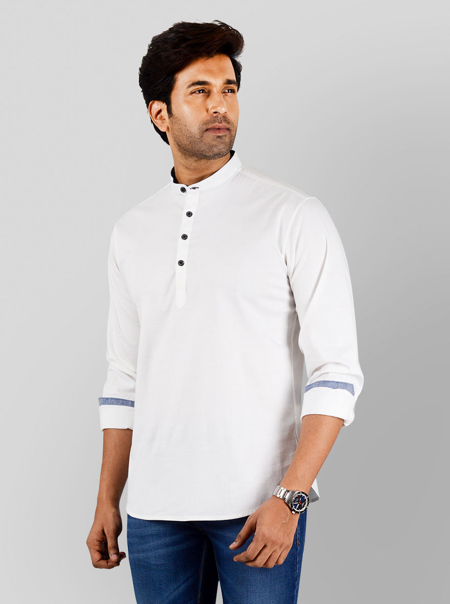 White Solid Slim Fit Casual Shirt | Greenfibre