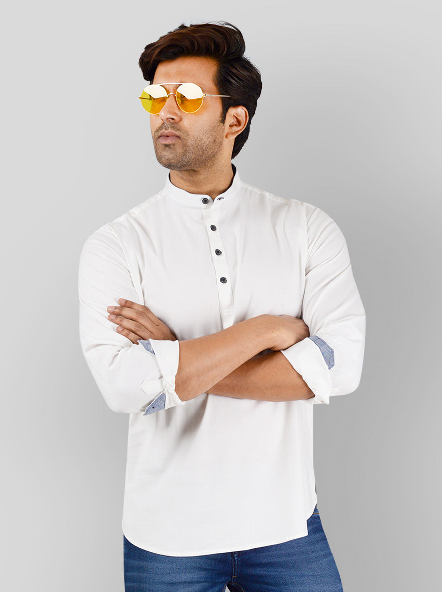 White Solid Slim Fit Casual Shirt | Greenfibre