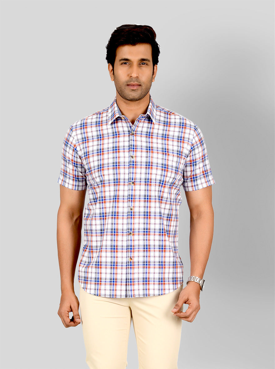 Red & Blue Checked Smart Fit Casual Shirt | Greenfibre