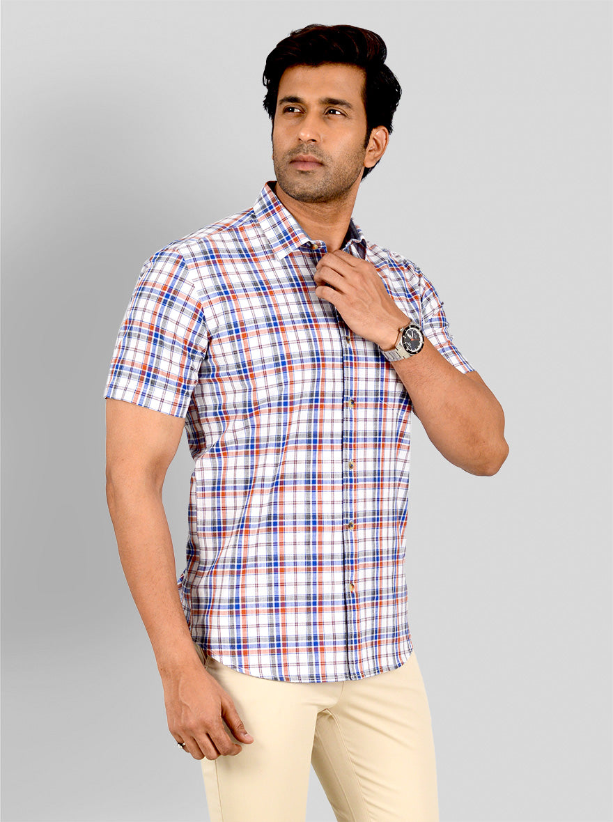 Red & Blue Checked Smart Fit Casual Shirt | Greenfibre