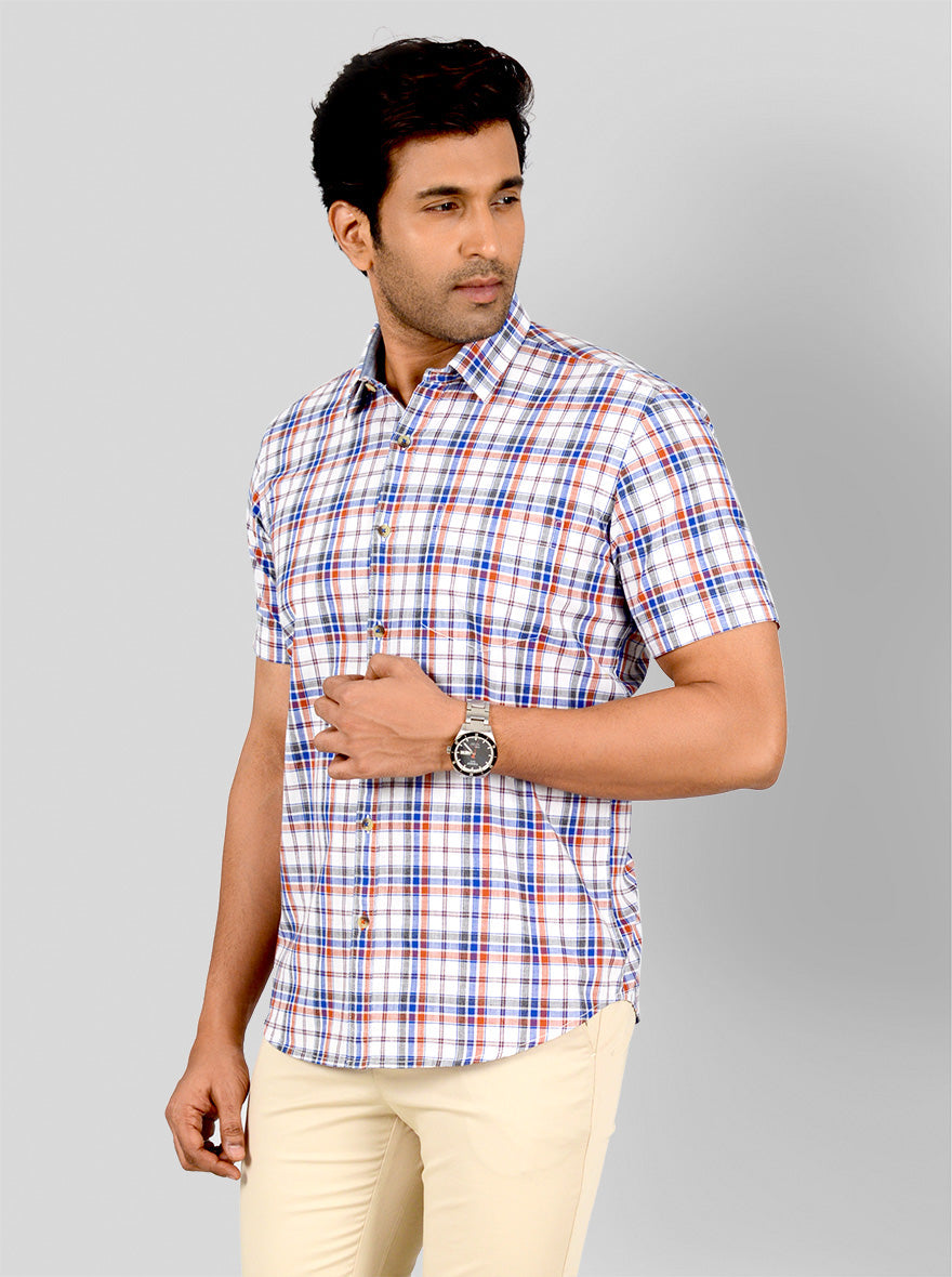 Red & Blue Checked Smart Fit Casual Shirt | Greenfibre