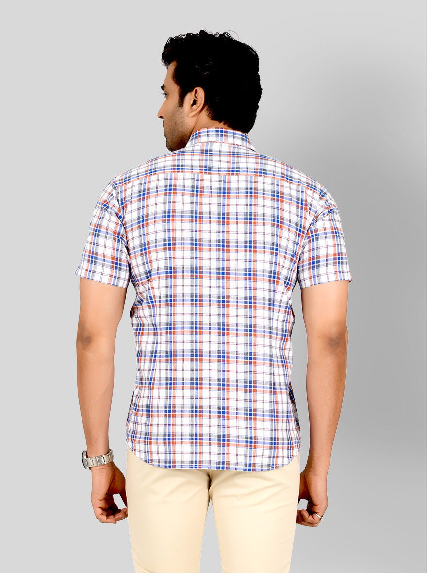 Red & Blue Checked Smart Fit Casual Shirt | Greenfibre