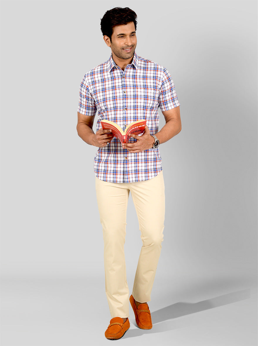 Red & Blue Checked Smart Fit Casual Shirt | Greenfibre