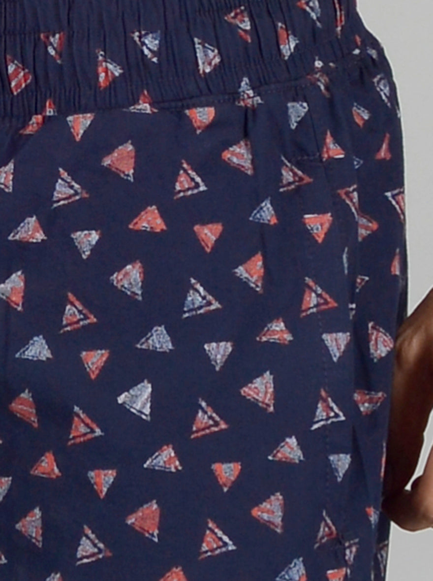 Navy Blue Printed Regular Fit Boxer Shorts | JadeBlue