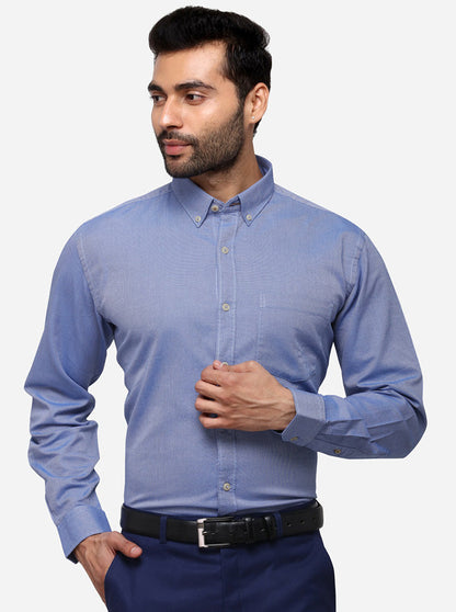 Persian Blue Tailored Fit Solid Casual Shirt | JB Sport