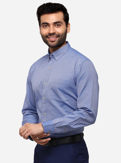 Persian Blue Tailored Fit Solid Casual Shirt | JB Sport
