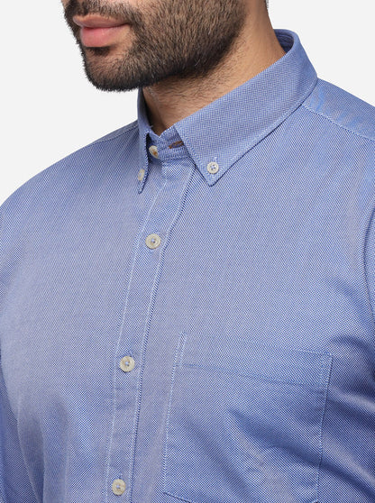 Persian Blue Tailored Fit Solid Casual Shirt | JB Sport