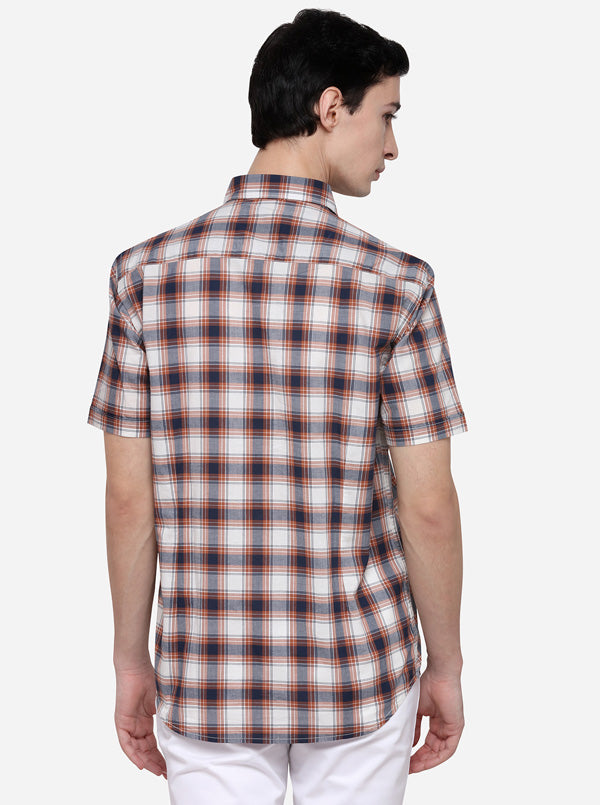 Brown & Blue Smart Fit Checked Casual Shirt | Greenfibre