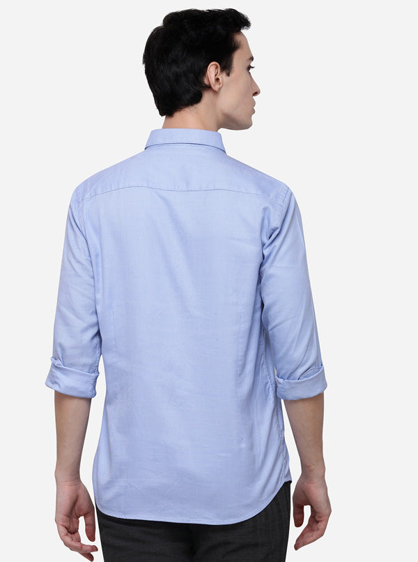 Sky Blue Tailored Fit Solid Casual Shirt | JB Sport