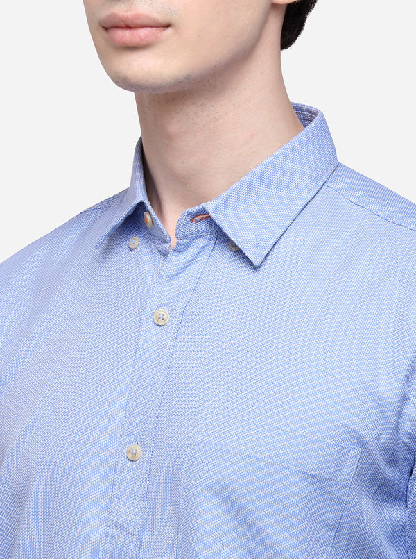 Sky Blue Tailored Fit Solid Casual Shirt | JB Sport