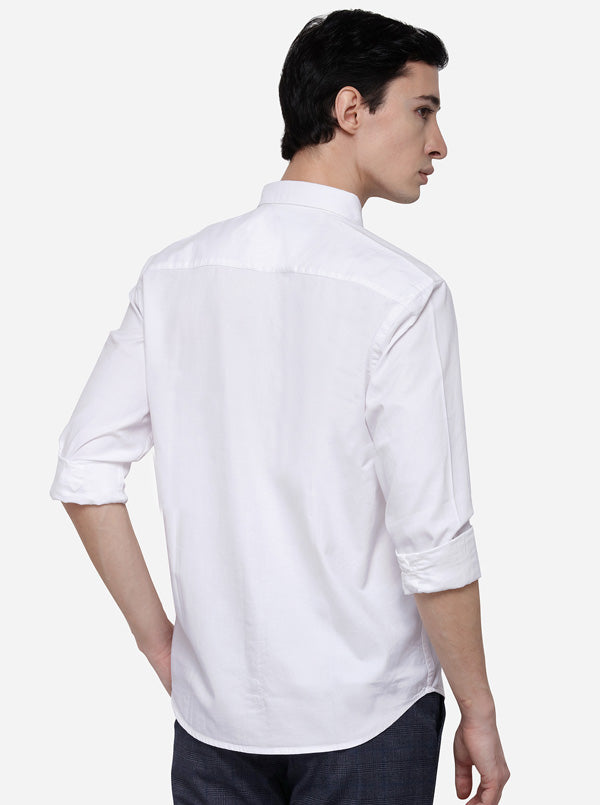 White Classic Fit Solid Casual Shirt | Greenfibre