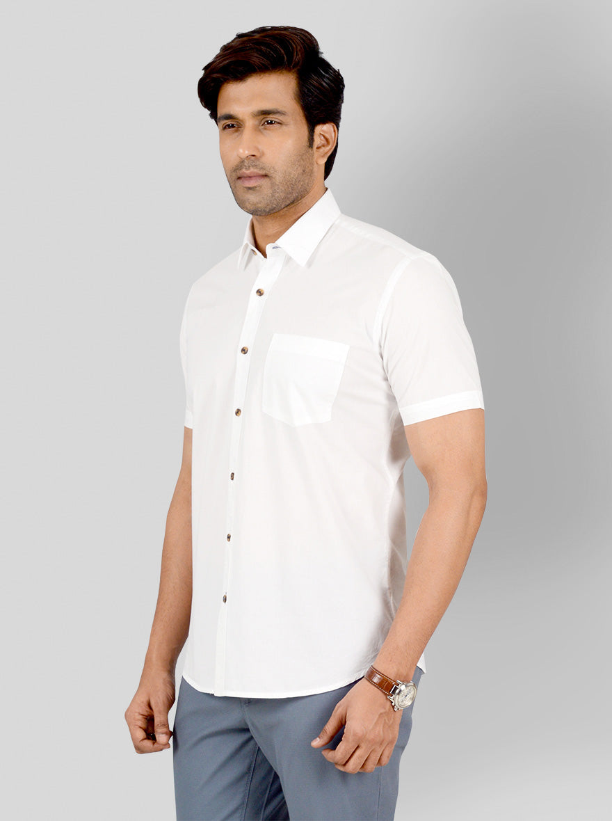 Warm White Solid Tailored Fit Casual Shirt | JB Sport