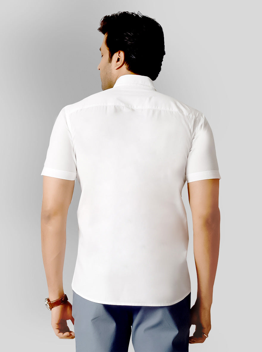 Warm White Solid Tailored Fit Casual Shirt | JB Sport