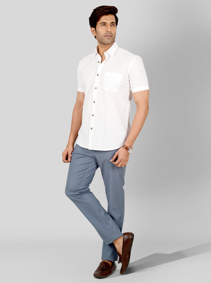 Warm White Solid Tailored Fit Casual Shirt | JB Sport