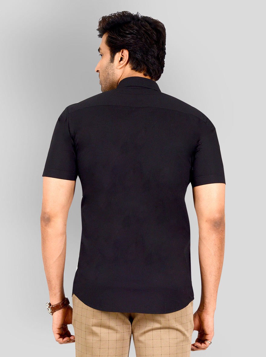 Black Solid Tailored Fit Casual Shirt | JB Sport